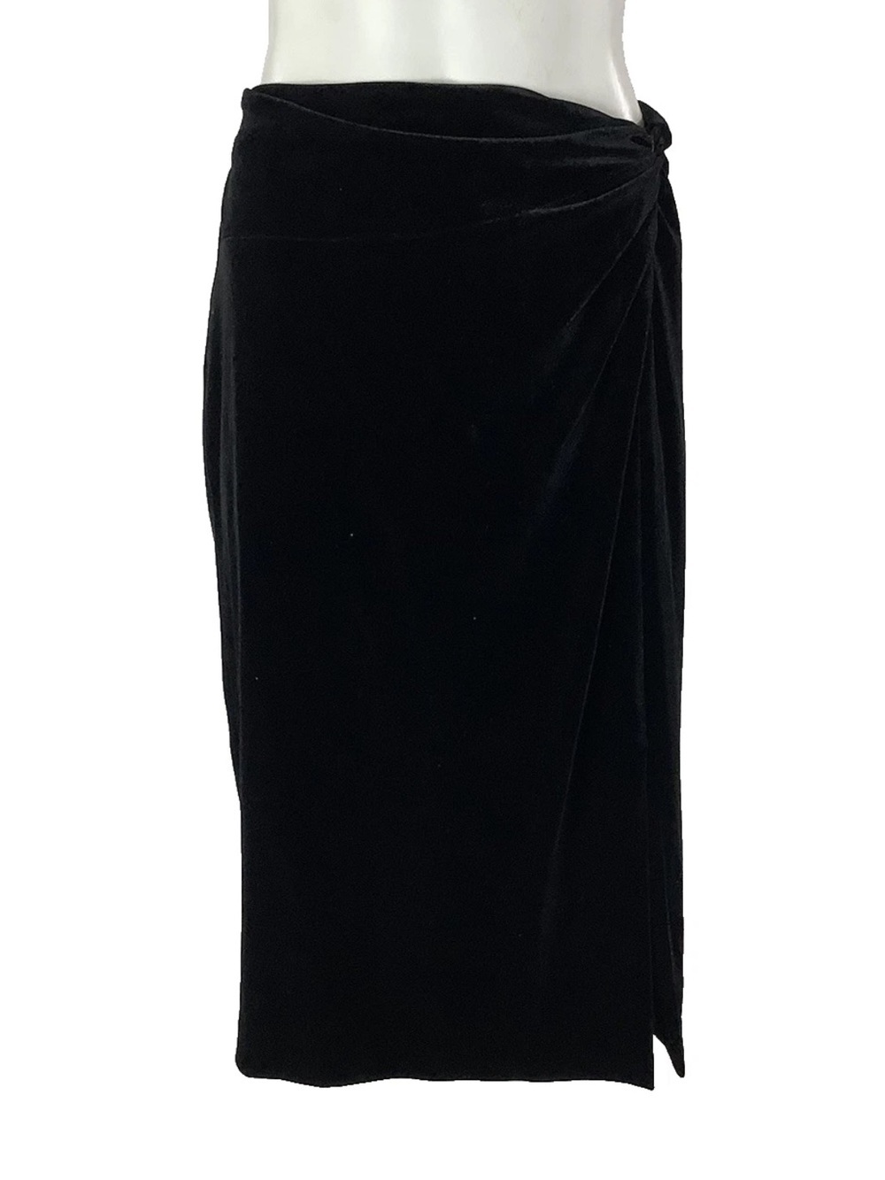 Karl Lagerfeld Paris Sz M Gathered Velvet Midi Witchy Whimsigoth Skirt Black